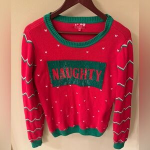 Ugly Christmas Sweater Naughty Nice Reversible Red Green Size M